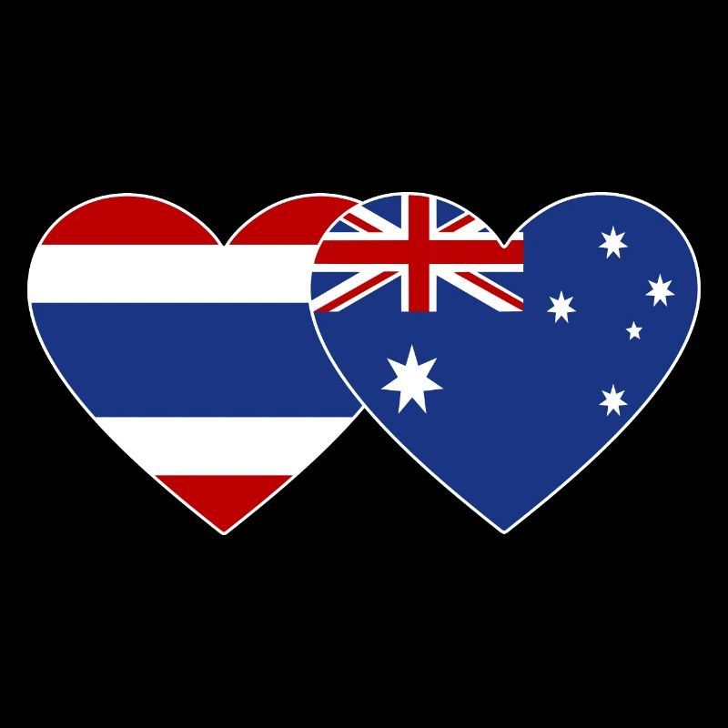 Thaïlande Australie Drapeau Coeur