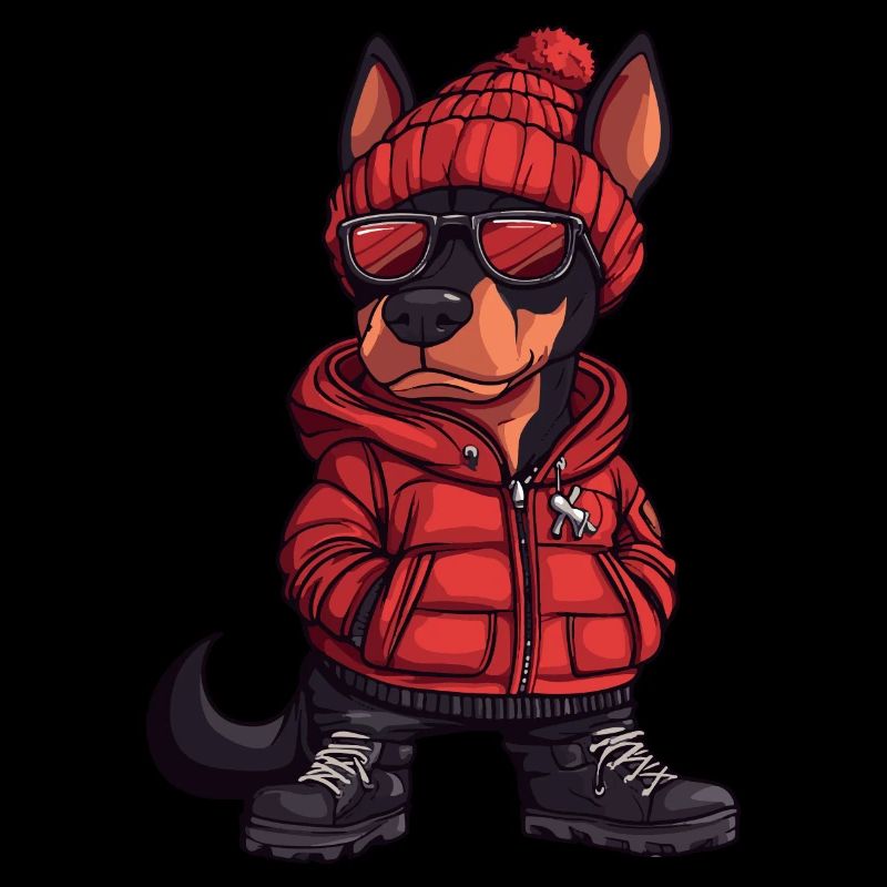 Dobermann Hund Winter