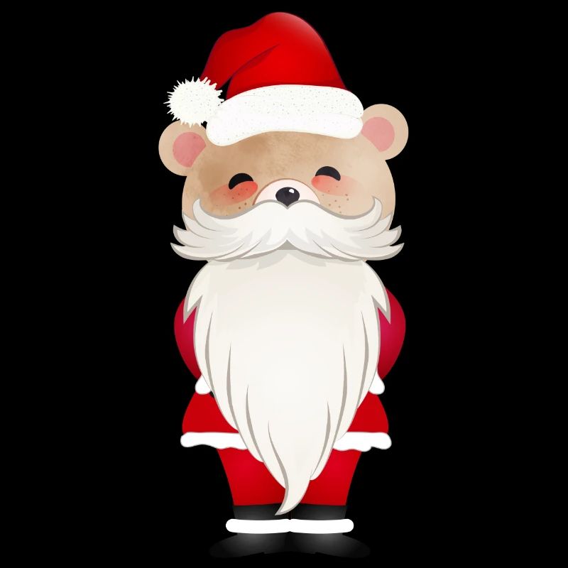 PETIT OURS DE NOËL AVEC BONNET DE PÈRE NOËL ET BARBE