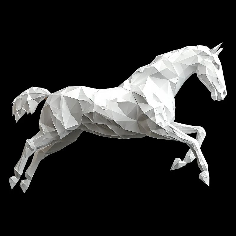 Cheval blanc Low Poly Logo Art Design Moule
