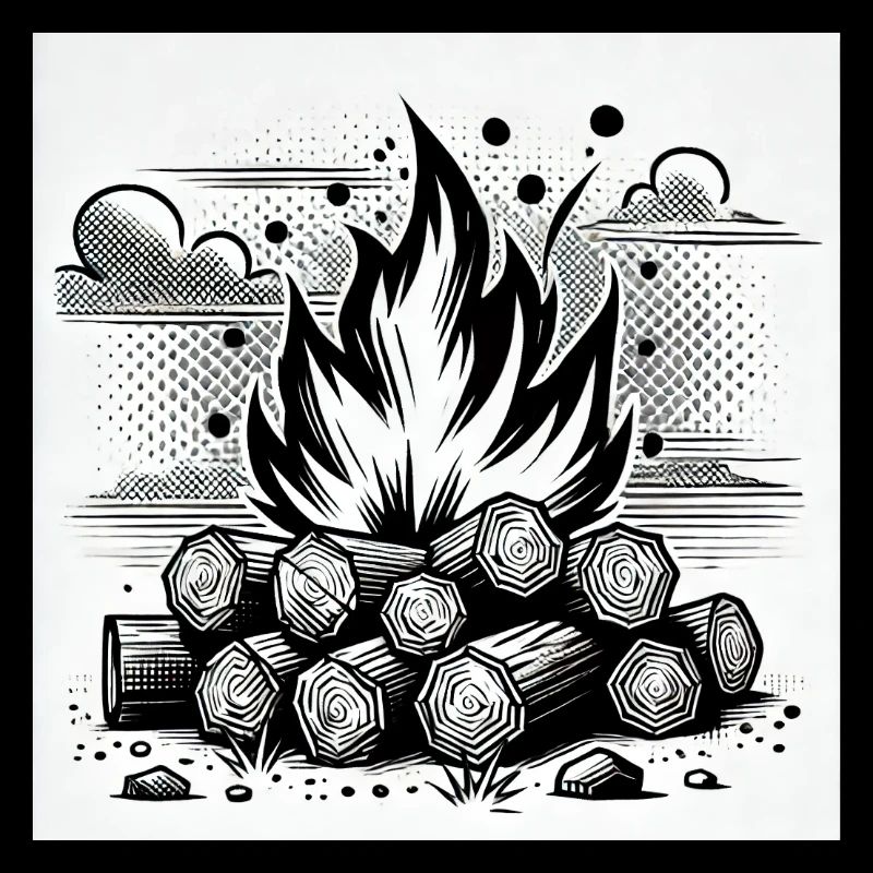 Lagerfeuer im Comic-Stil: Wärme & Atmosphäre
