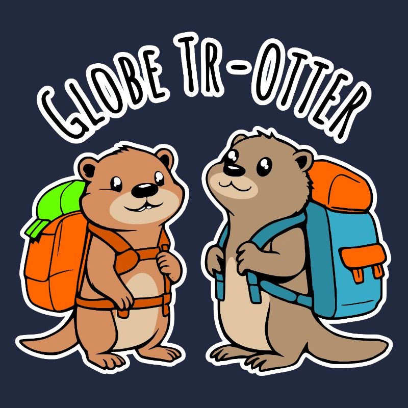 Zwei niedliche Backpacker Otter auf Weltreise