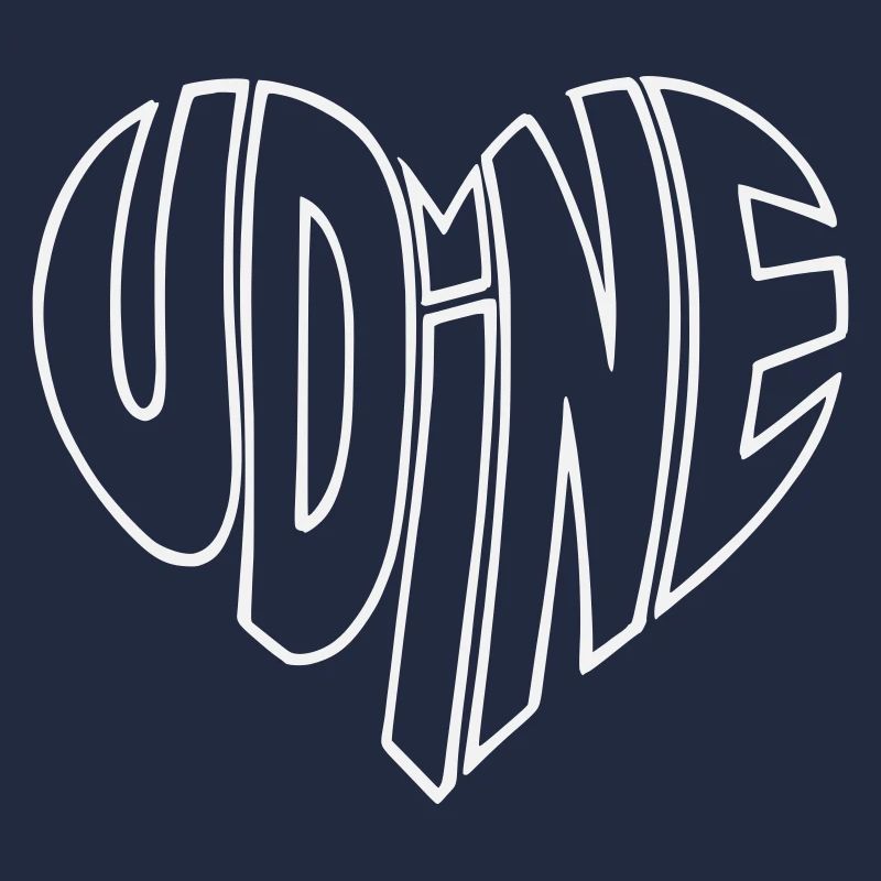 Udine Italien Herz Outline Typography