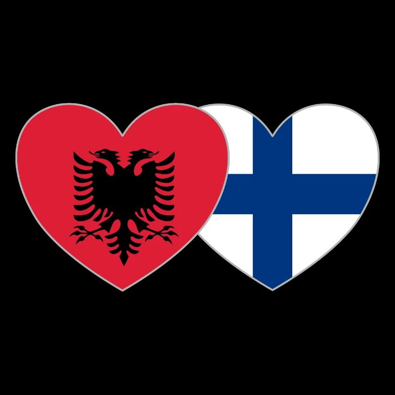 Albanie Finlande Drapeau Coeur