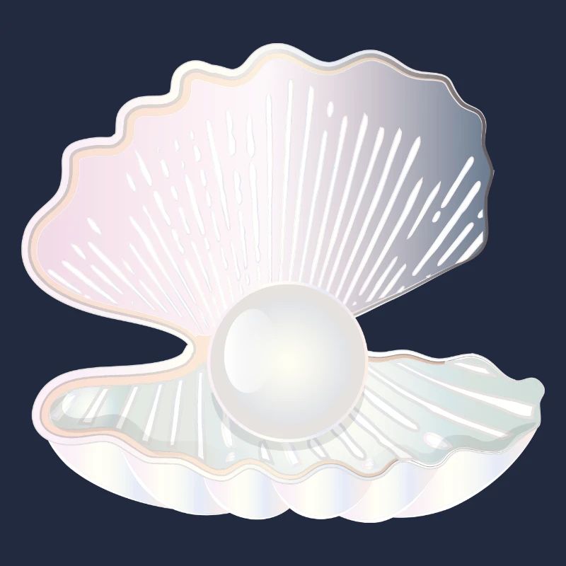coquille ouverte irisée avec grosse perle