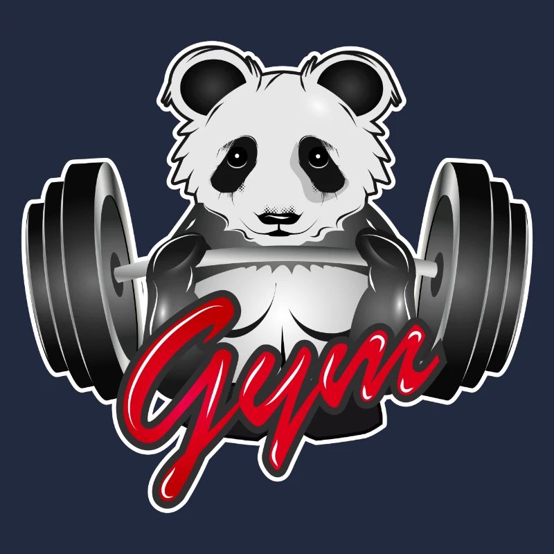 Bodybuilder Panda Bär mit Langhantel im Gym