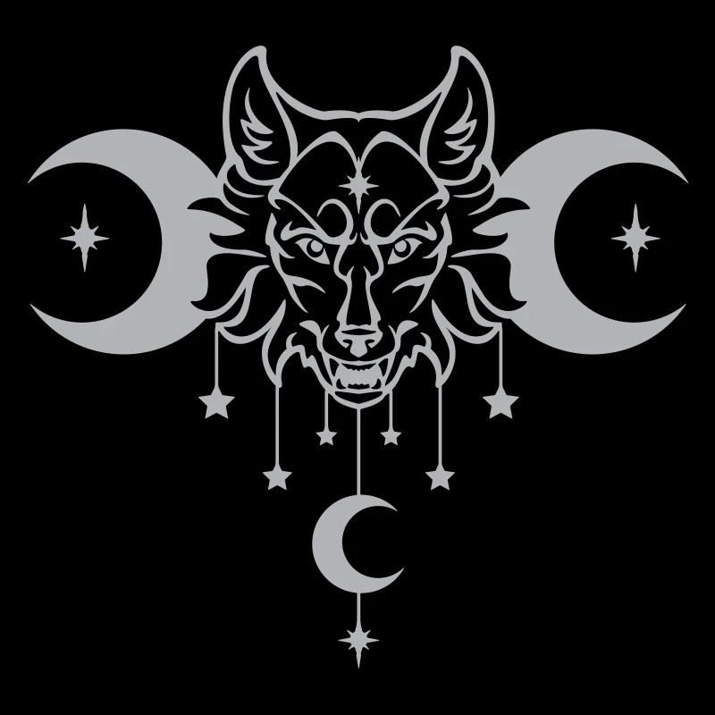 Wicca Moon Wolf - Anpassbare Farbe