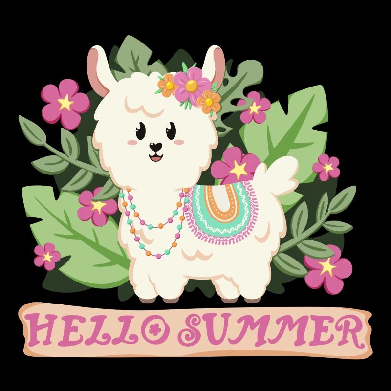 Hello summer Lama Alpaka in Sommerstimmung
