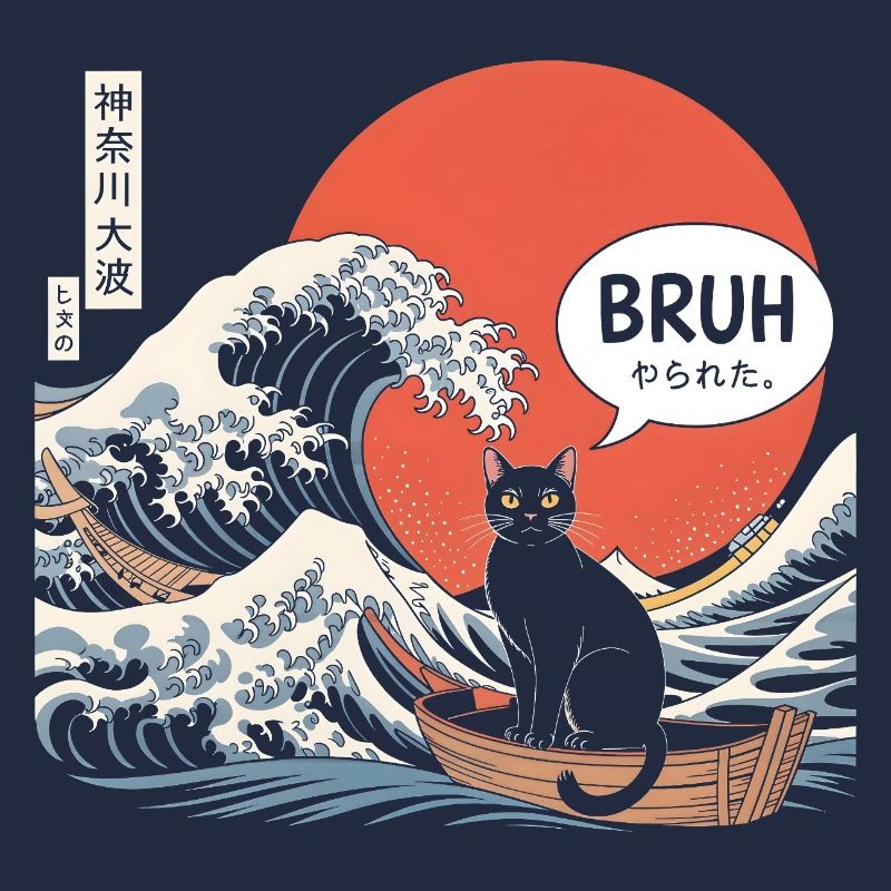 Bruh Cat Japanese Wave Aesthetic