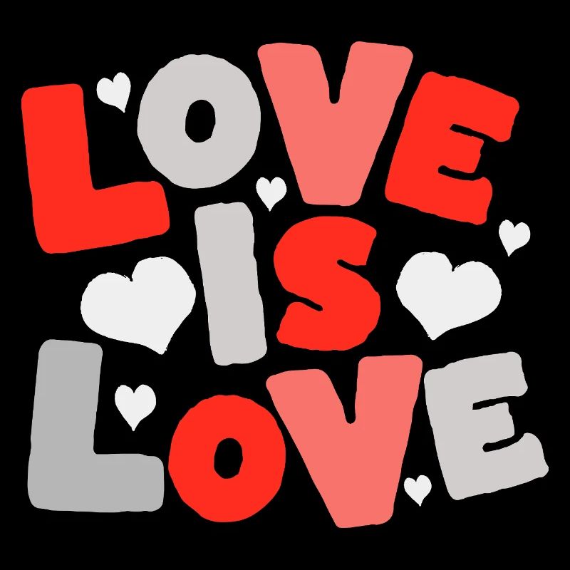 Love Is Love – Bunte Typo mit Herzen