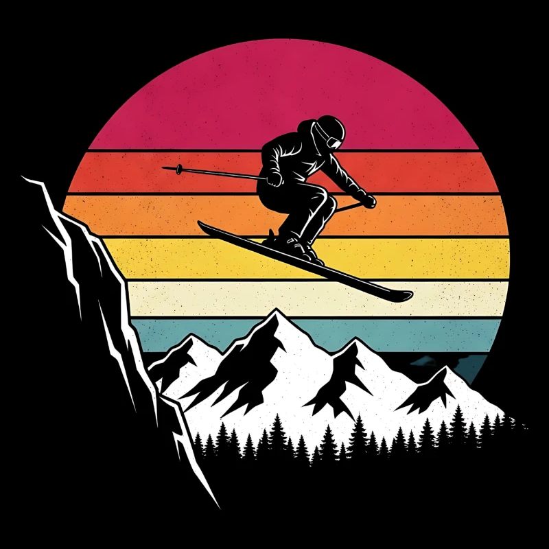 Retro Bergsprung Snowboard Vintage alpine skiing 