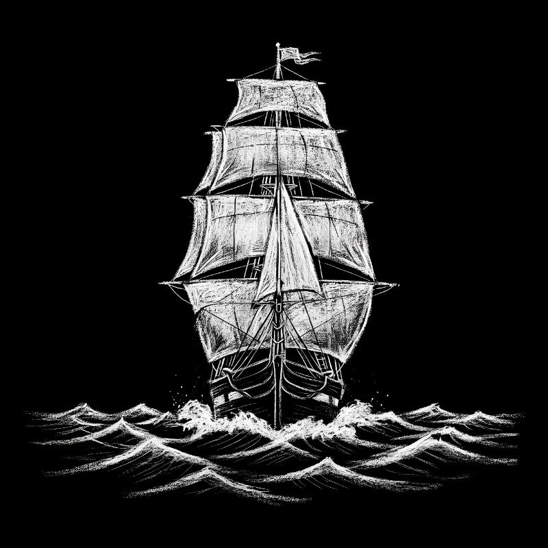 Bateau à voilier blanc dessinant une impression d’art
