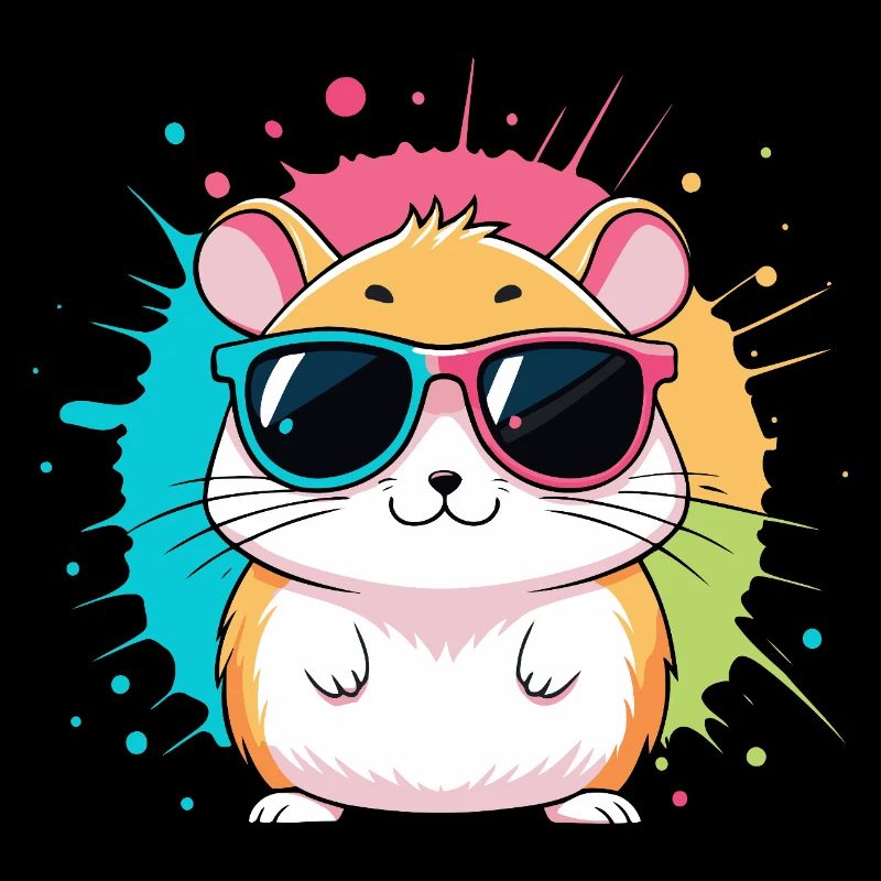 Bunter Sonnenhamster mit auffälligen Brillen