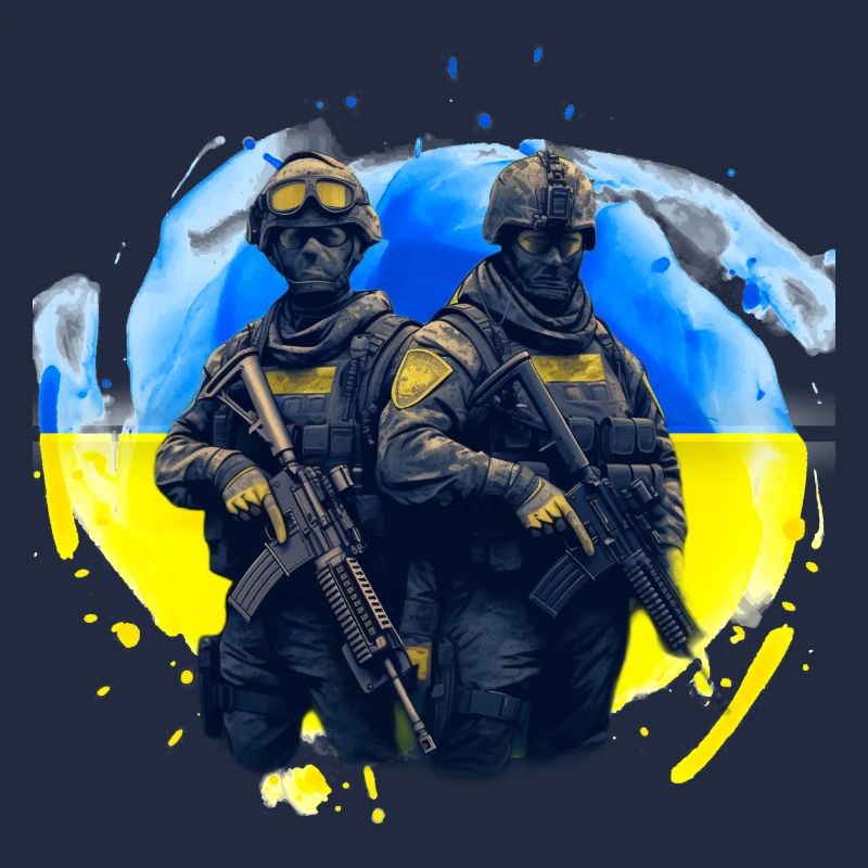 Des soldats devant l’Ukraine Drapeau de la liberté Donbass
