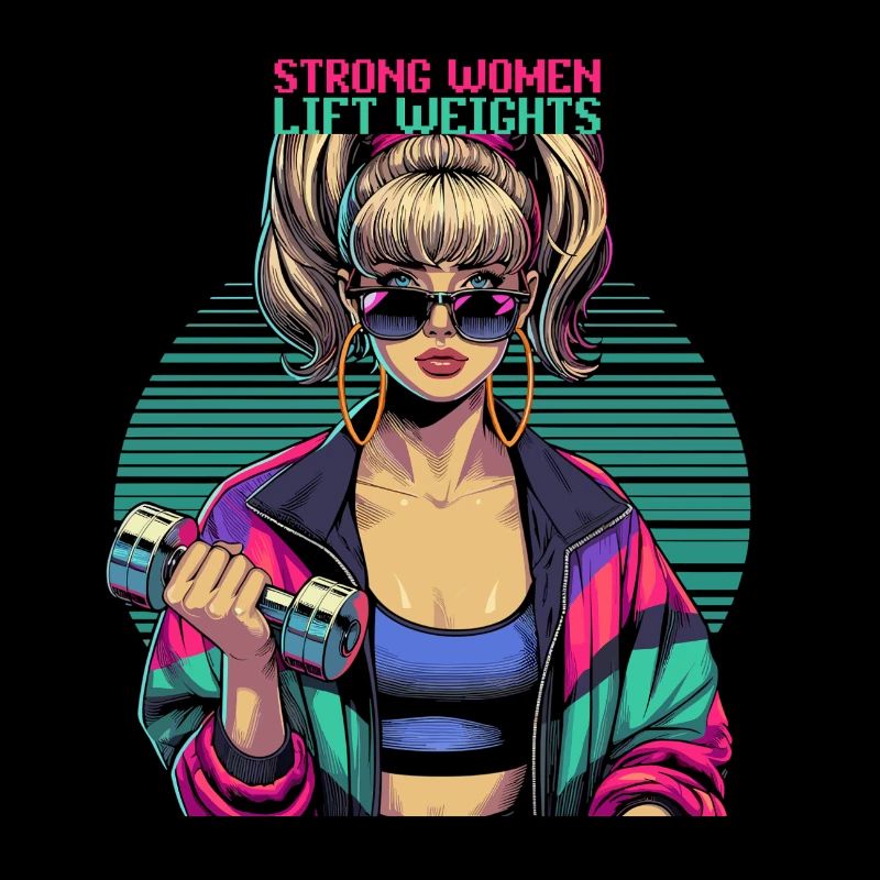 Strong Women Lifting Weights Gym 90s Gift