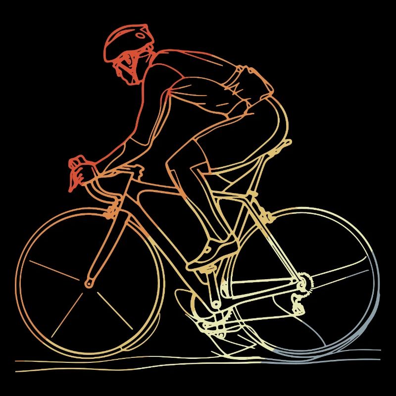 Radfahrer Line Art Retro