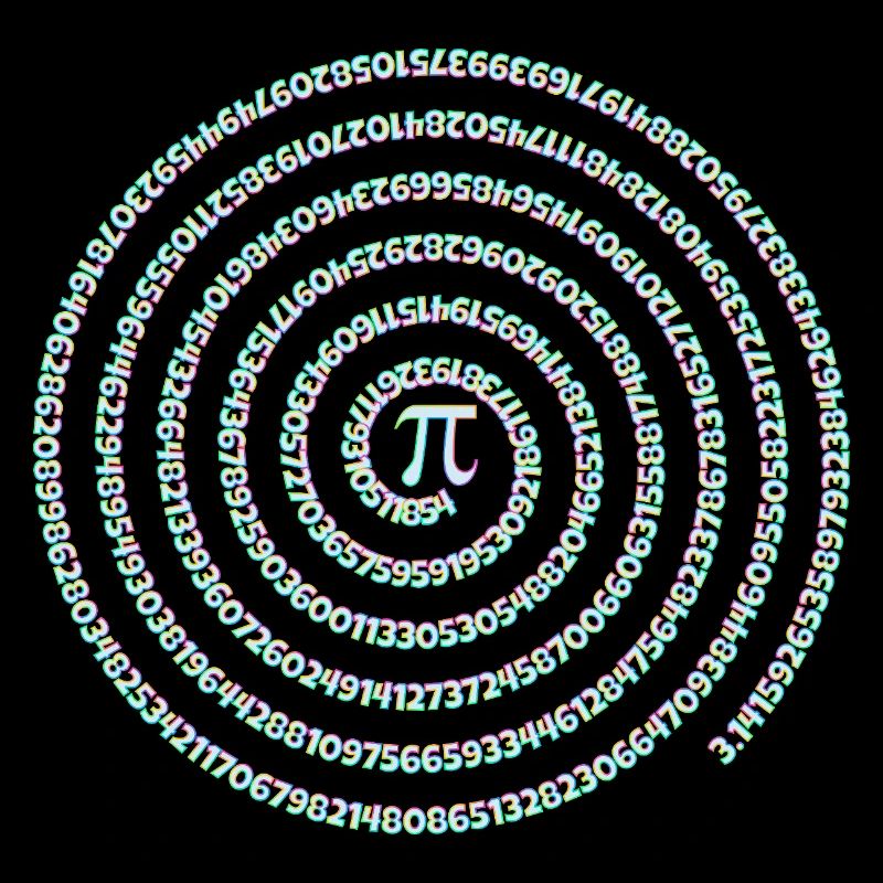 Pi Symbol Spiral Rainbow Pi Day Digits