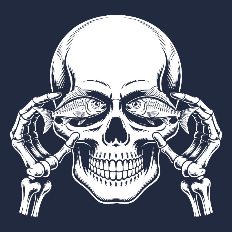 Skull motif with fish