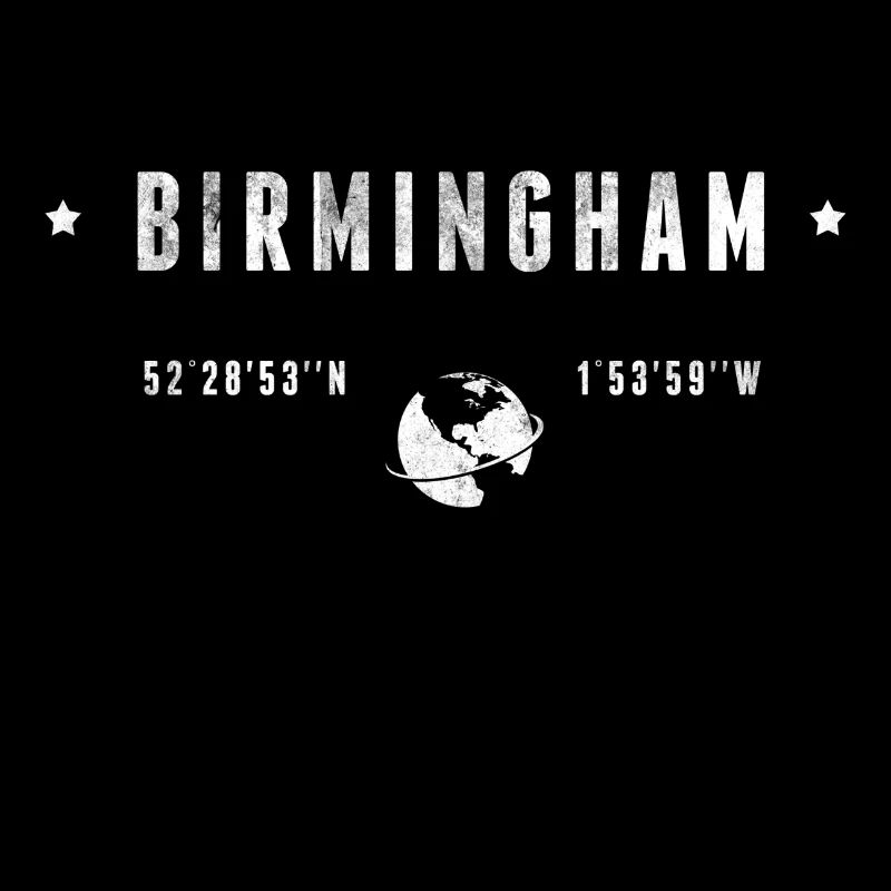 Birmingham Coordonnées Géographiques Stylisées