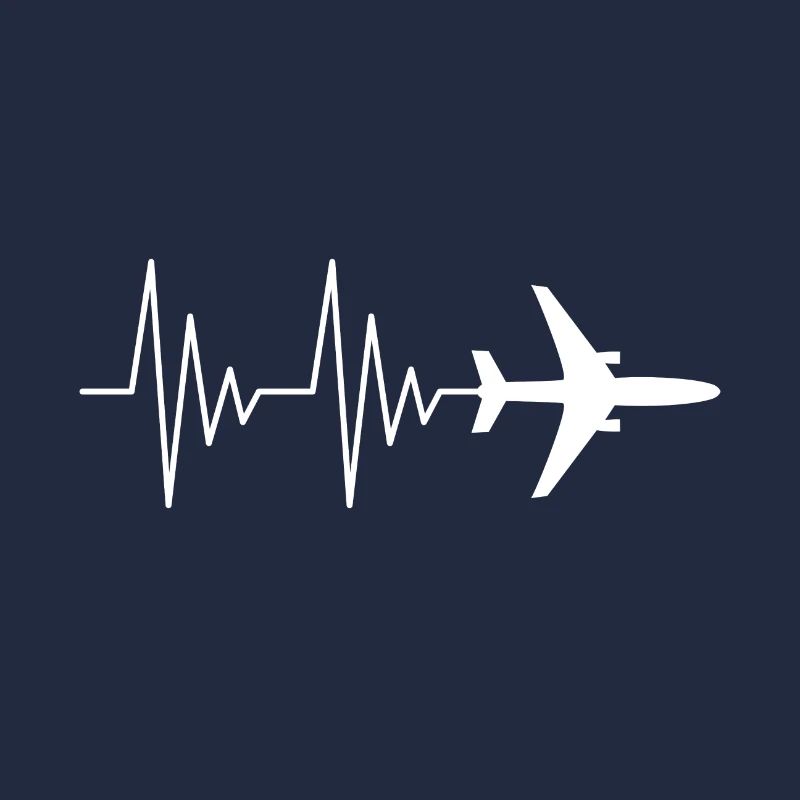 Plane pilot EKG love heartbeat white