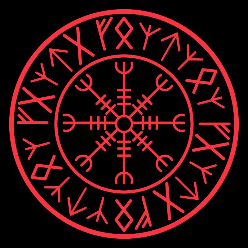 Cercle runique de Vegvisir rouge