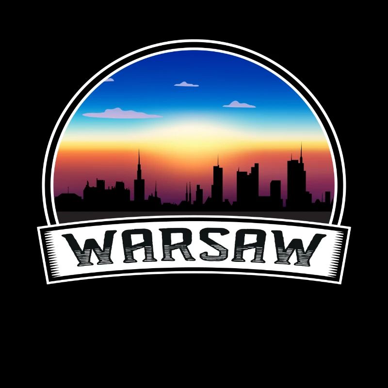 Varsovie Pologne Skyline Vintage Sunset Voyage Souven