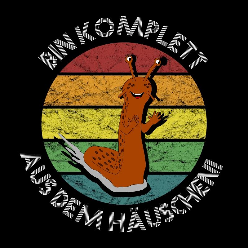 Nacktschnecke komplett aus dem Häuschen retro