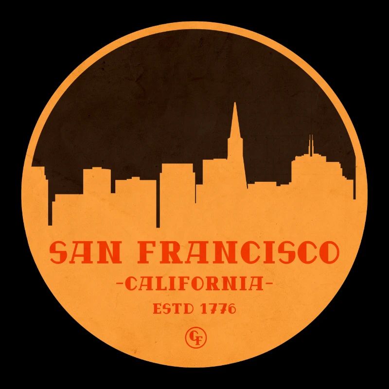 San Francisco Skyline Grafik in Orange