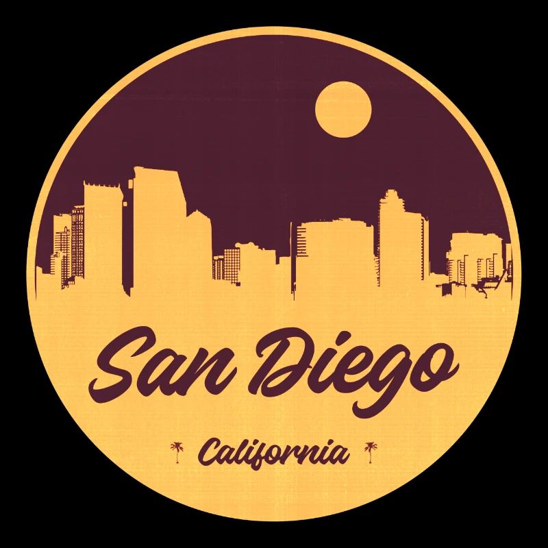 San Diego Skyline Rétro Circle Print