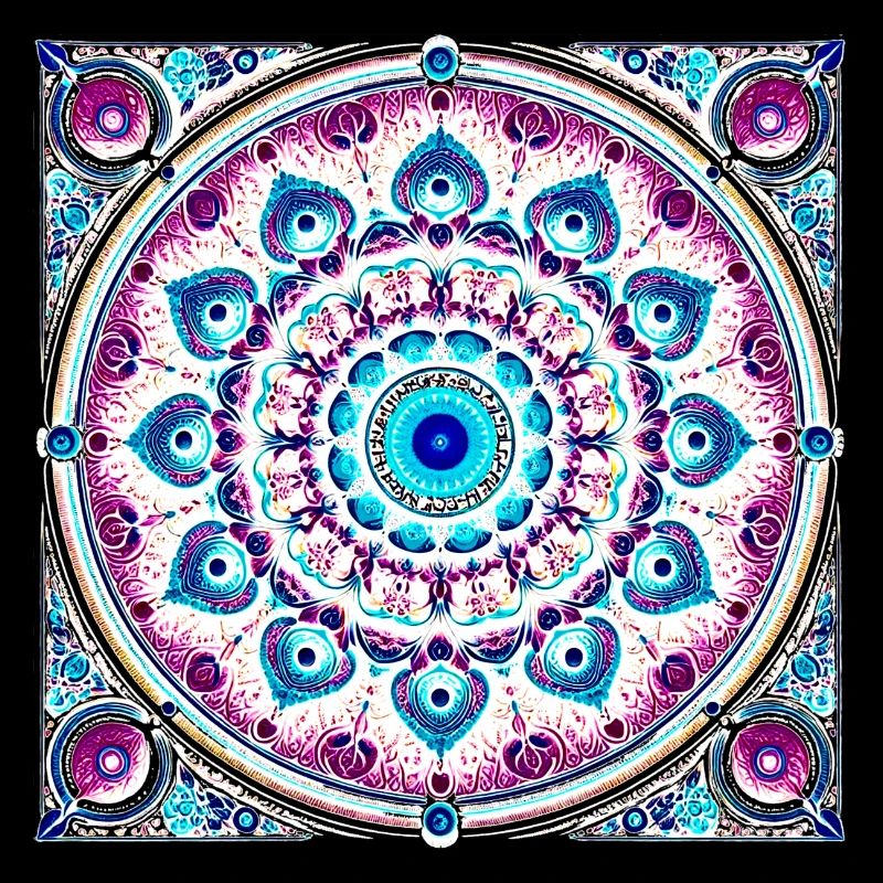 Mandala Orbital Bleu-Rose