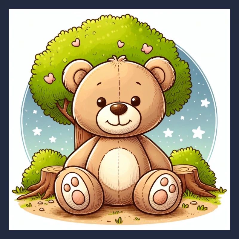 Teddybär vor einem Baum