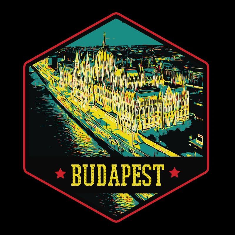 Nächtliche Illustration Historisches Budapest