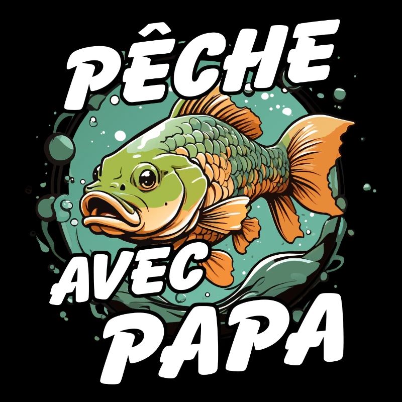 Pêcher avec papa. Motif de pêche coloré