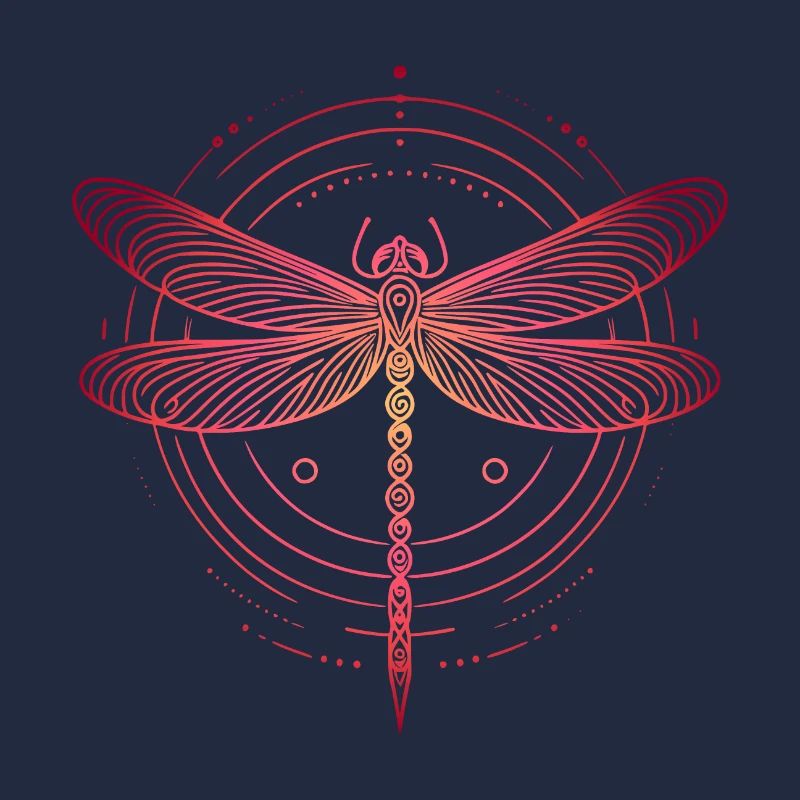 Dragonfly Spiral Patterns, Pink Gradient
