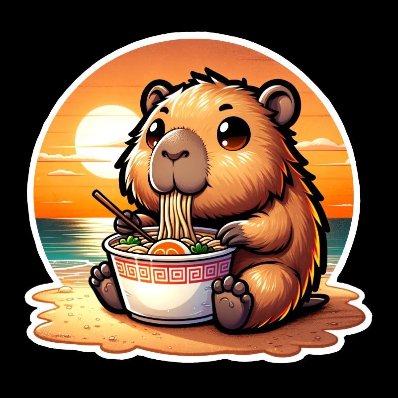 Capybara Ramen Kawaii Anime