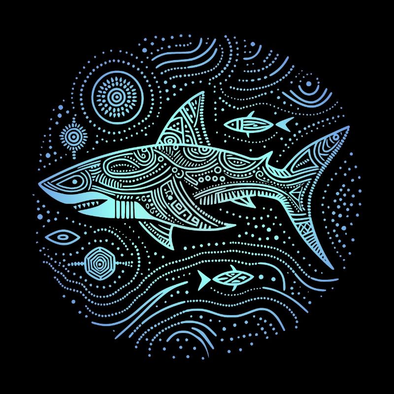 Requin motifs aborigènes australie nuances bleu