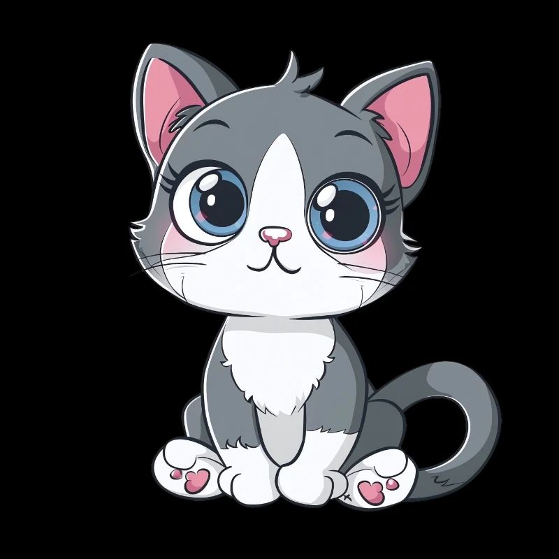Chat mignon avec de grands yeux et des cœurs de pattes