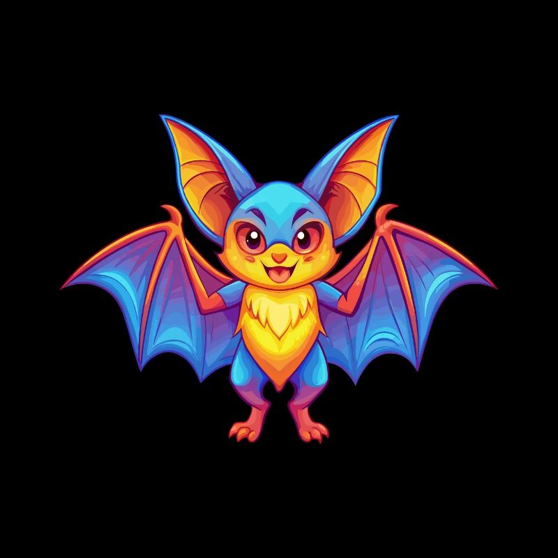 Fledermaus Bunte Kawaii Cartoon Figur Clipart