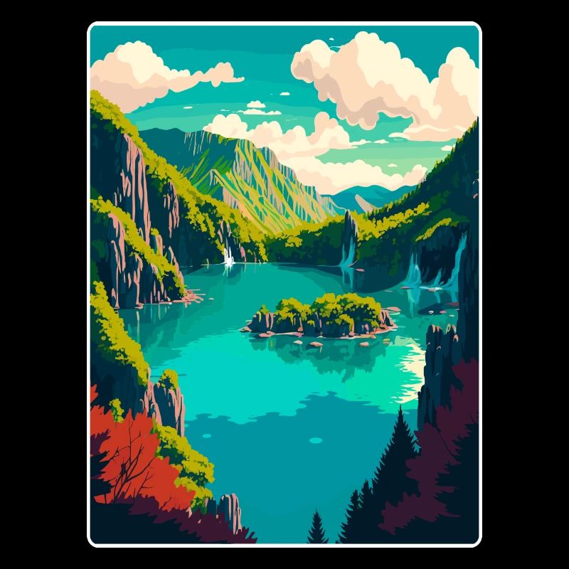 Parc national du lac de Plitvice Croatie Affiche de voyage