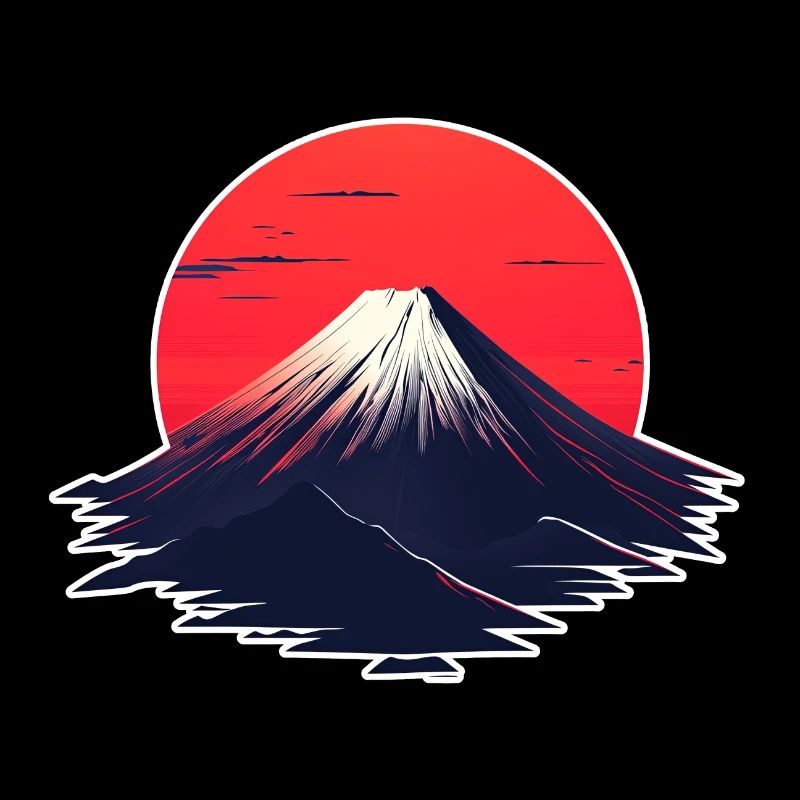 Coucher de soleil rouge au-dessus du volcan