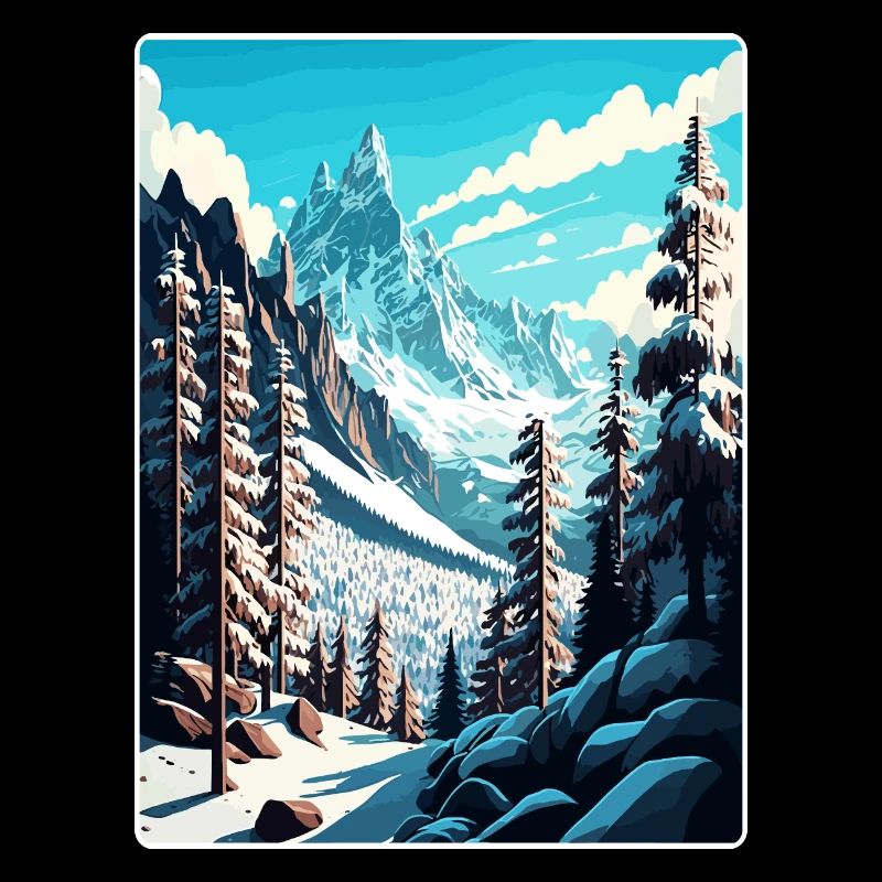 Chamonix Ski Ski Affiche de voyage vintage Souvenir