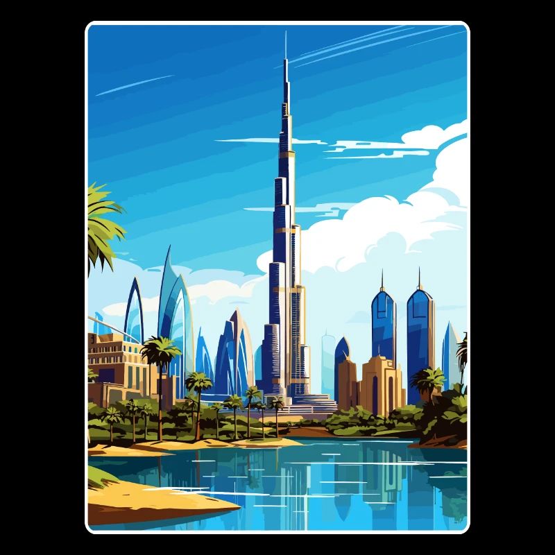 Dubaï Émirats arabes unis Affiche de voyage souvenir