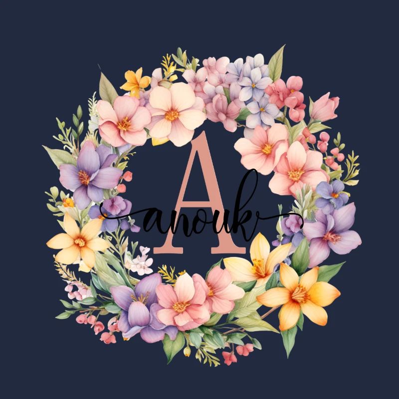 A| Monogramme | Nom | Anouk | Aquarelle | Coloré
