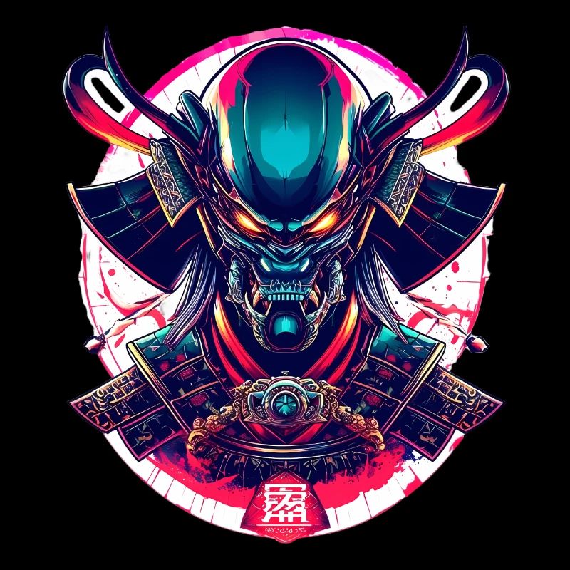 Futuristic Samurai Warrior - Cyberpunk Alien Mask