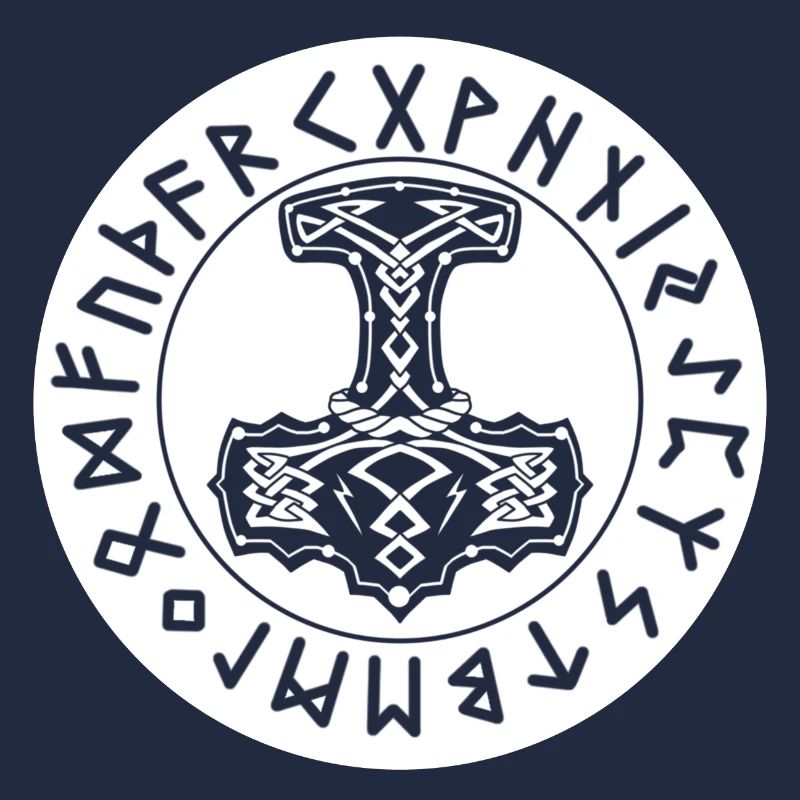 Mjöllnir circle runes white