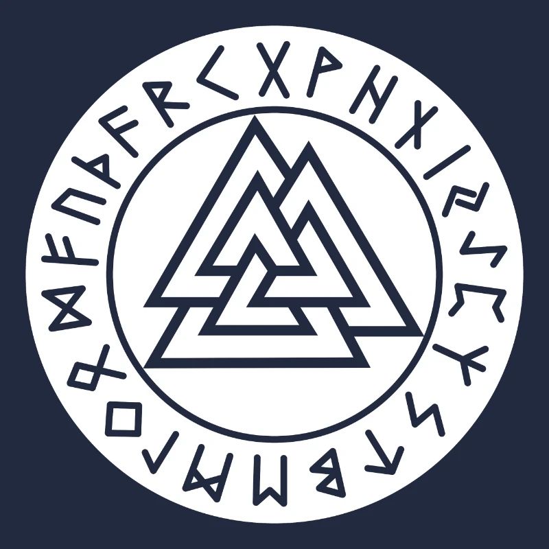 Valknut white rune circle