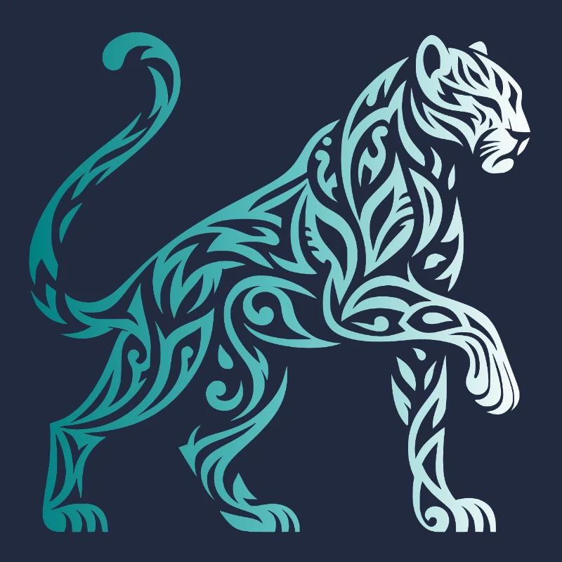 panthere tribal dégradé bleu blanc