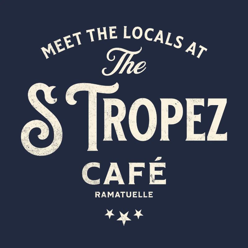 Design typographique vintage St Tropez Café
