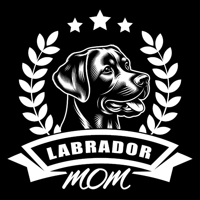 "Labrador Mom" mit Banner und Ährenkranz