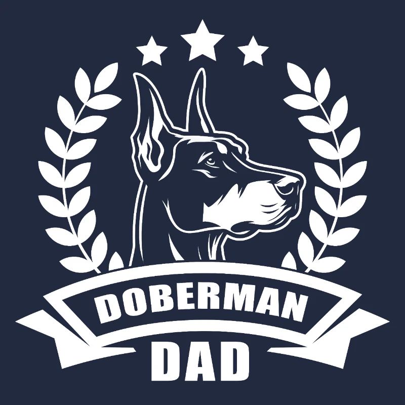 « Doberman Dad » avec bannière et couronne de blé